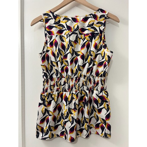 Banana Republic Petite Smocked Waist Floral Sleeveless Blouse Top Women's PS - Picture 2 of 10